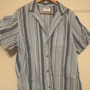 Old Navy Blue and White Casual Button Down Shirt - EUC